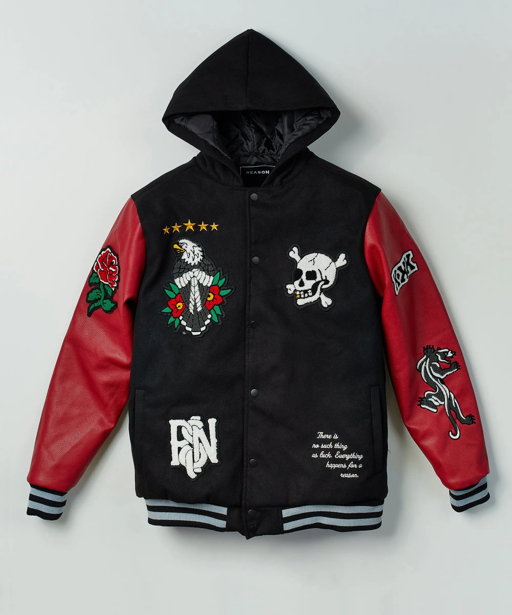 Fortune Hooded Patched Wool Varsity Jacket