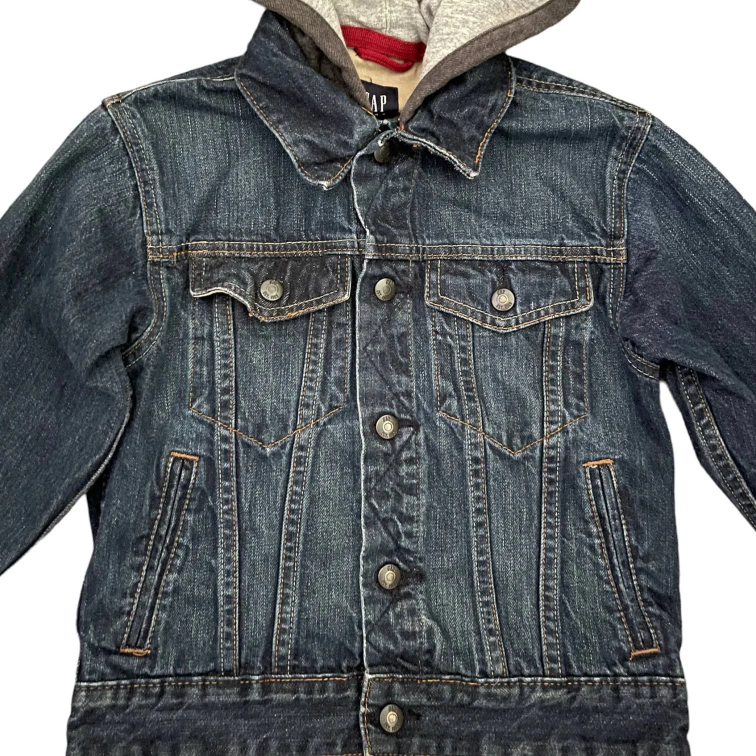 Gap Kids Denim Jean Hooded Jacket Small 6-7 EUC