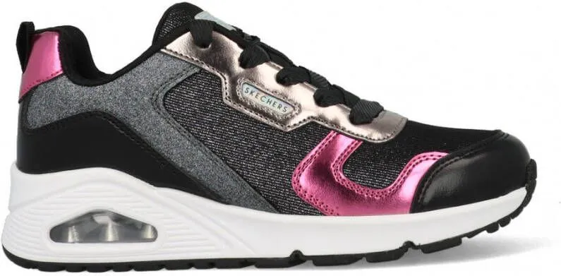 Girls Skechers Trainers Uno Metallic Remix Laced 310513L BKMT