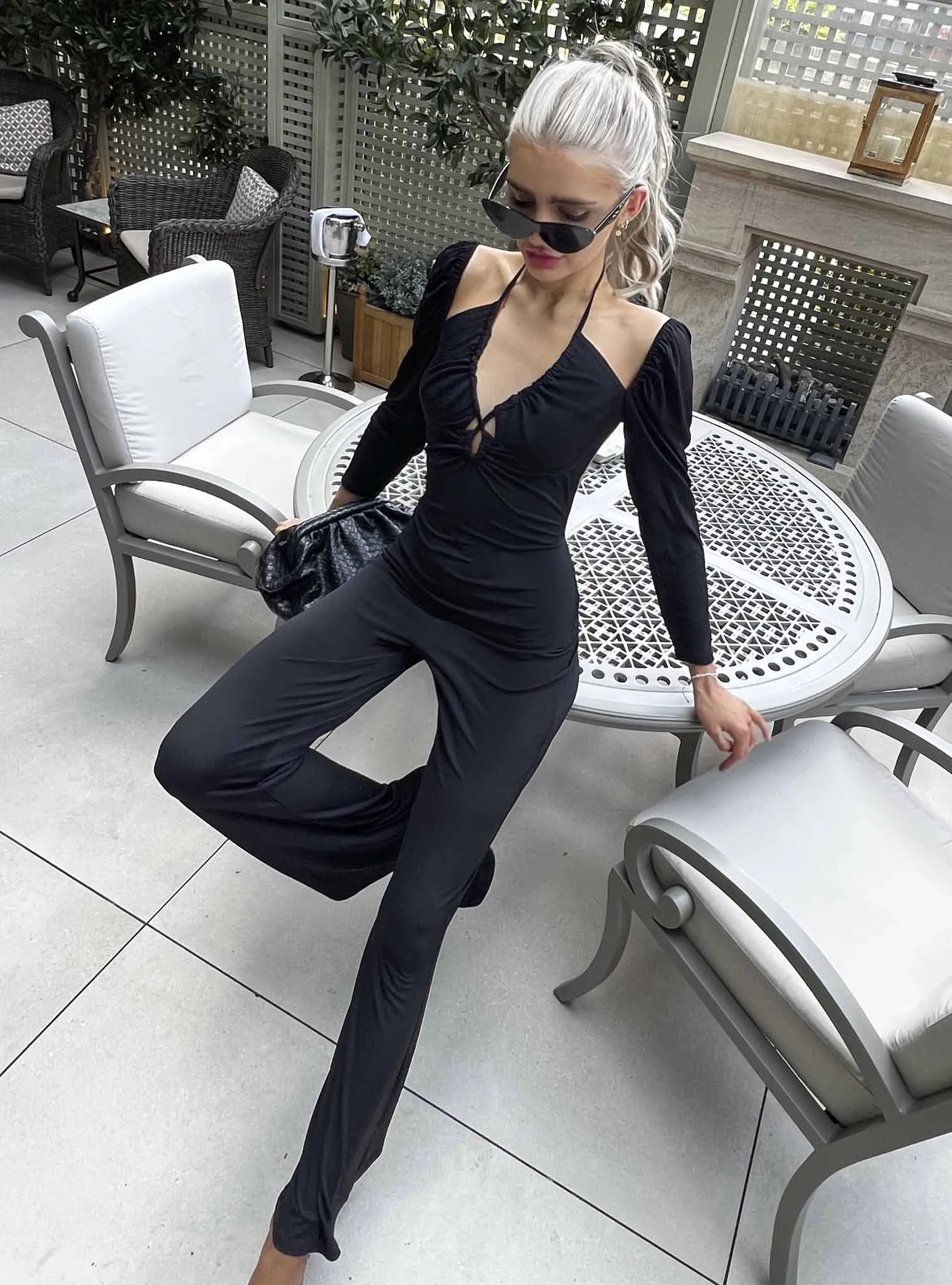 Glamorous Black Flared Bodycon Jumpsuit