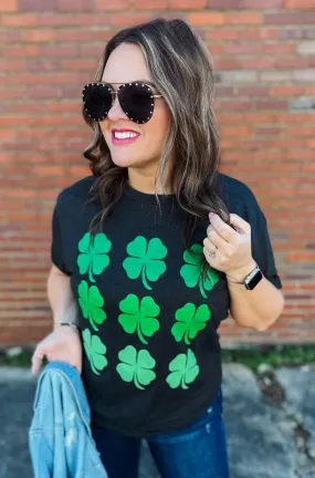 {GLITTER CLOVER EXPLOSION} Char-Black Crew Neck Tee