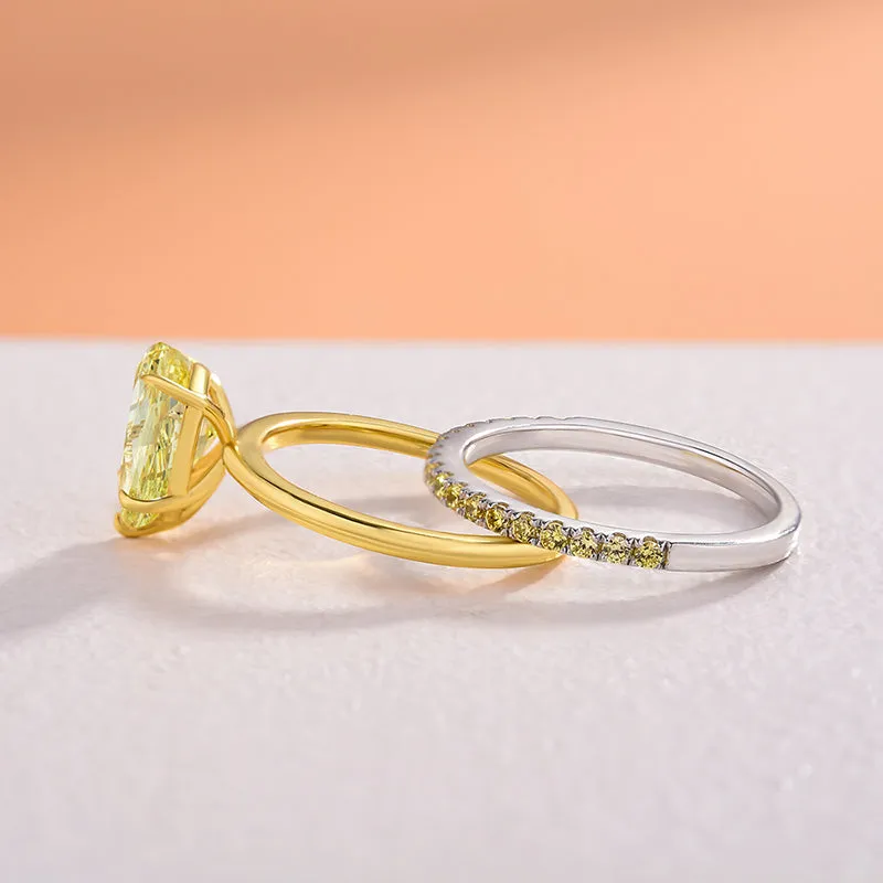 Golden Tone Pear Cut Yellow Gemstone Sterling Silver Wedding Bridal Set