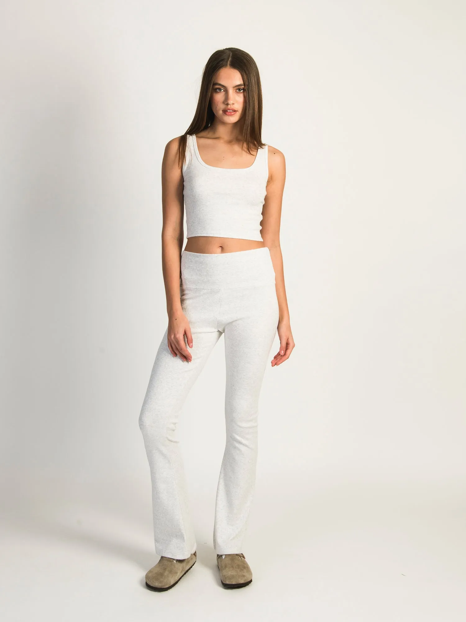 HARLOW MANDY MELANGE PANT - HEATHER CLOUD WHITE