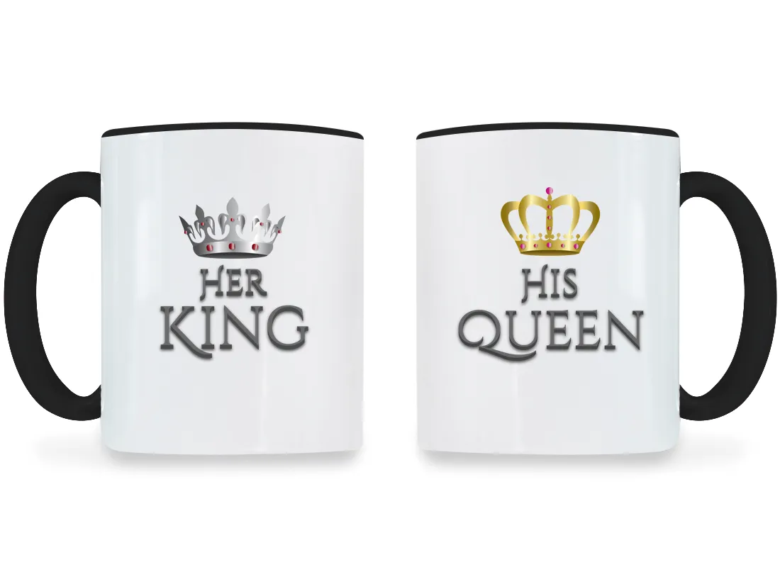 Her King & His Queen - Couple Coffee Mugs