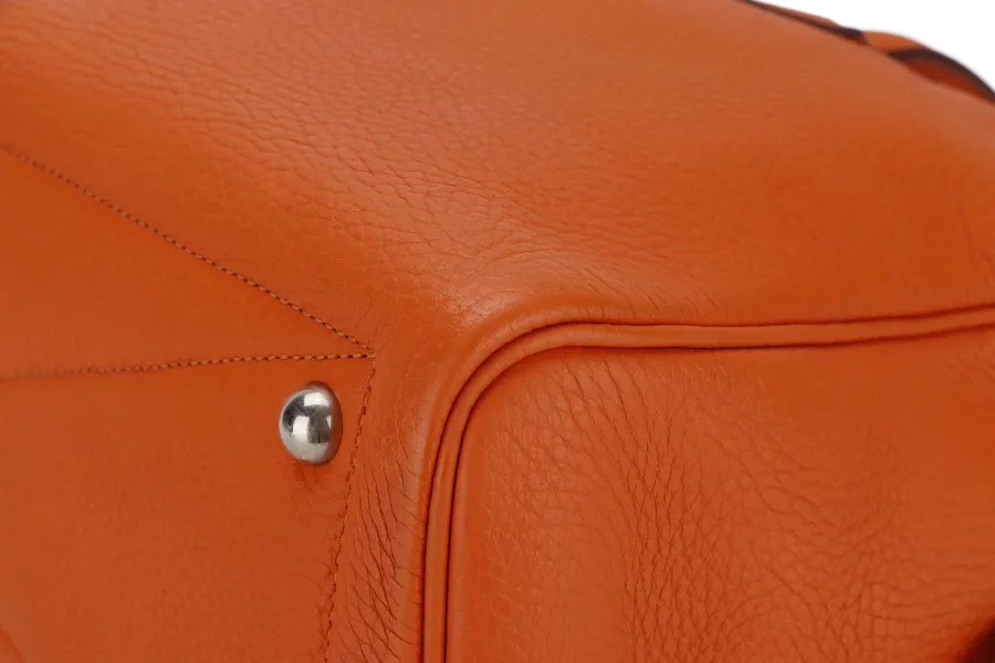 HERMES VICTORIA II 35 ORANGE CLEMENCE LEATHER PALLADIUM HARDWARE STAMP N SQUARE WITH LOCK&KEYS