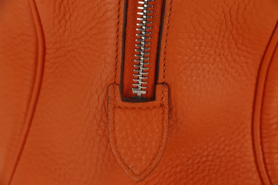 HERMES VICTORIA II 35 ORANGE CLEMENCE LEATHER PALLADIUM HARDWARE STAMP N SQUARE WITH LOCK&KEYS