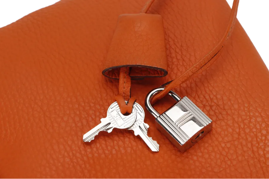 HERMES VICTORIA II 35 ORANGE CLEMENCE LEATHER PALLADIUM HARDWARE STAMP N SQUARE WITH LOCK&KEYS