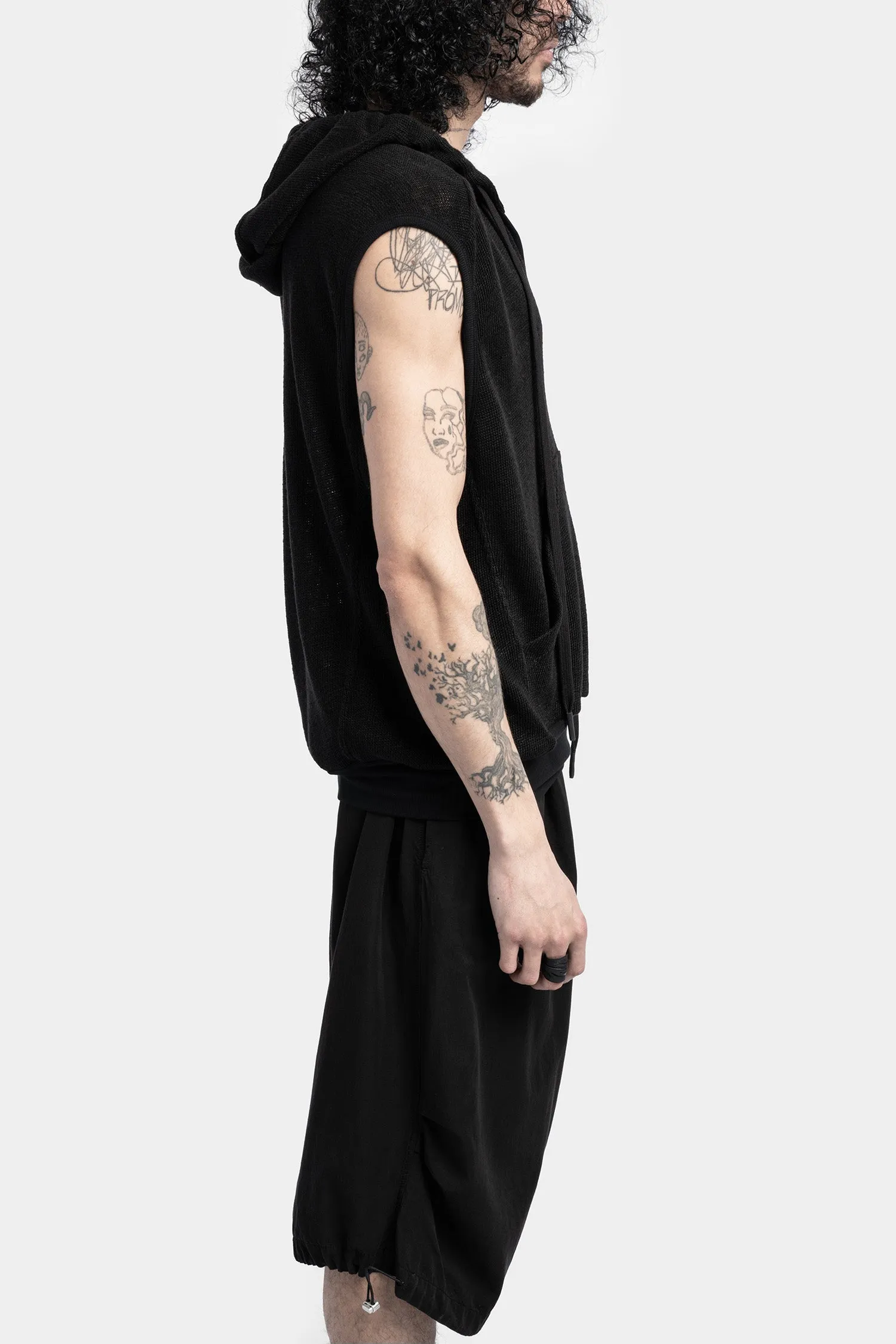 Hooded linen knit tank