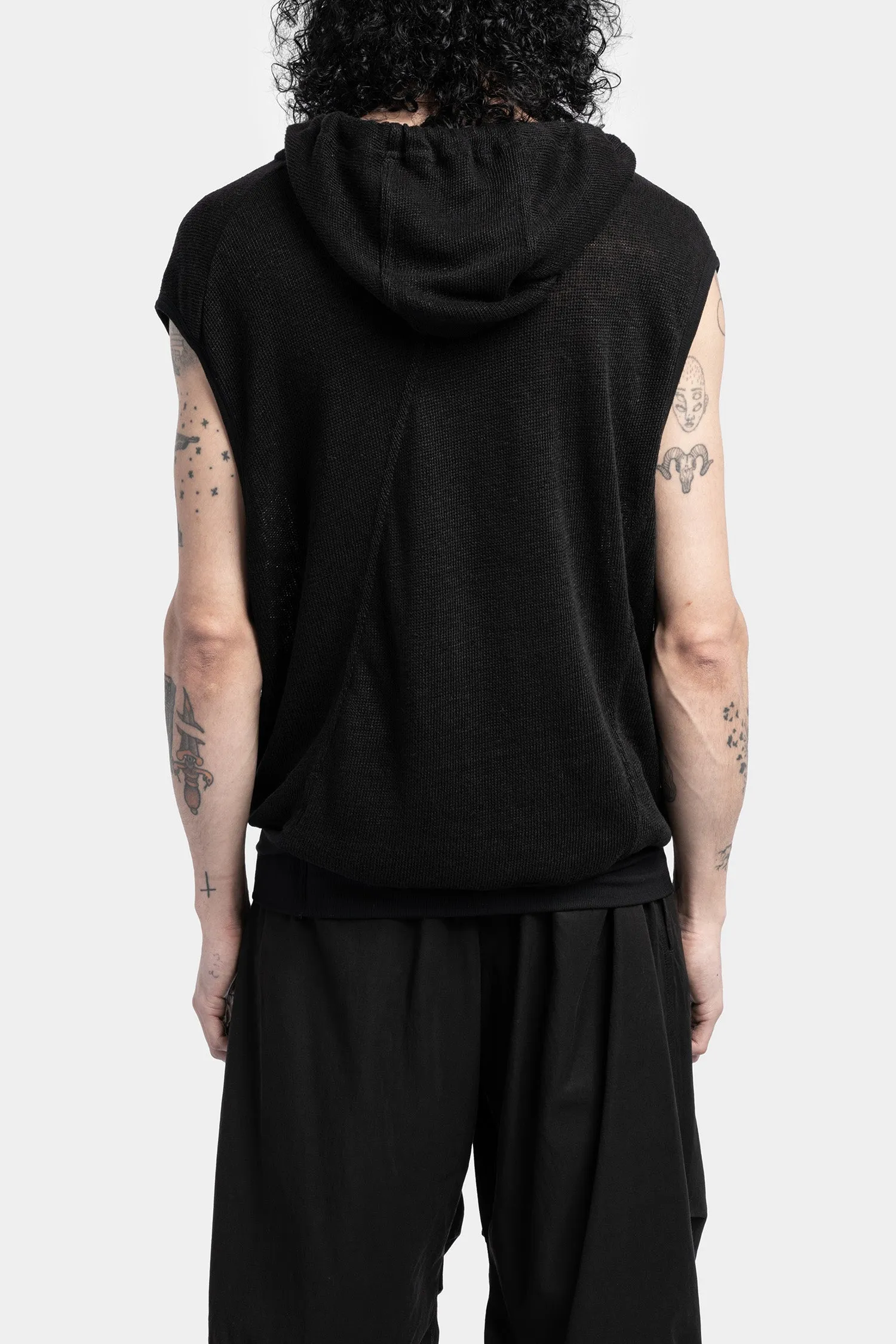 Hooded linen knit tank