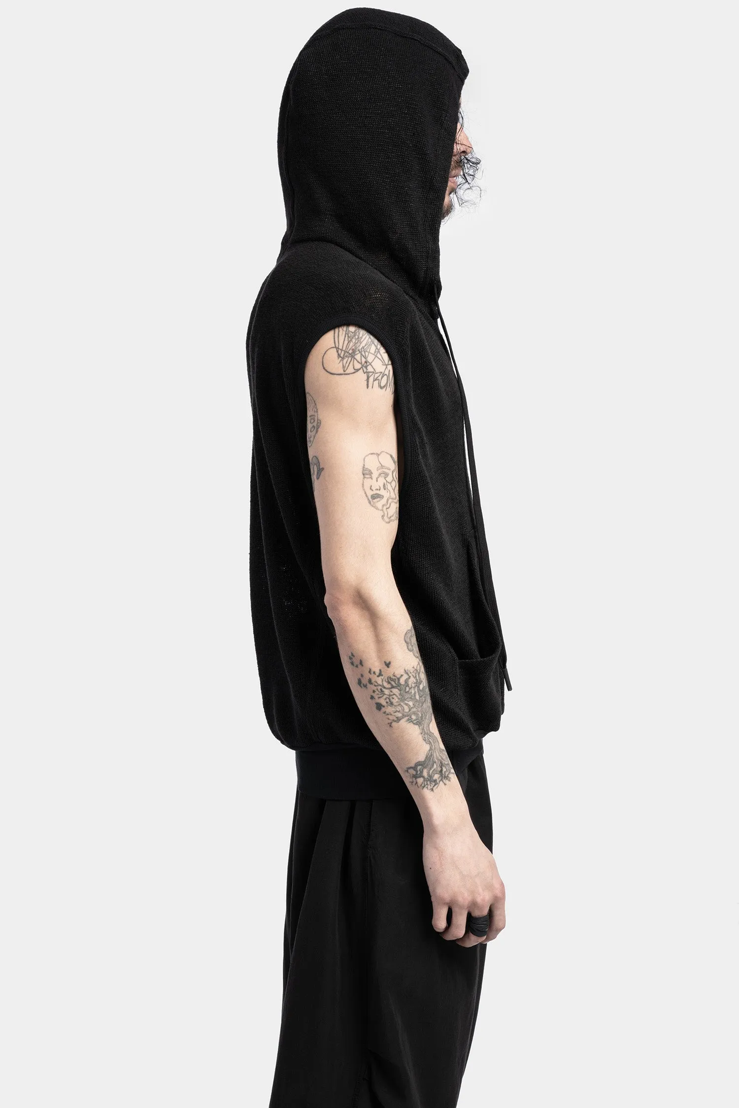 Hooded linen knit tank