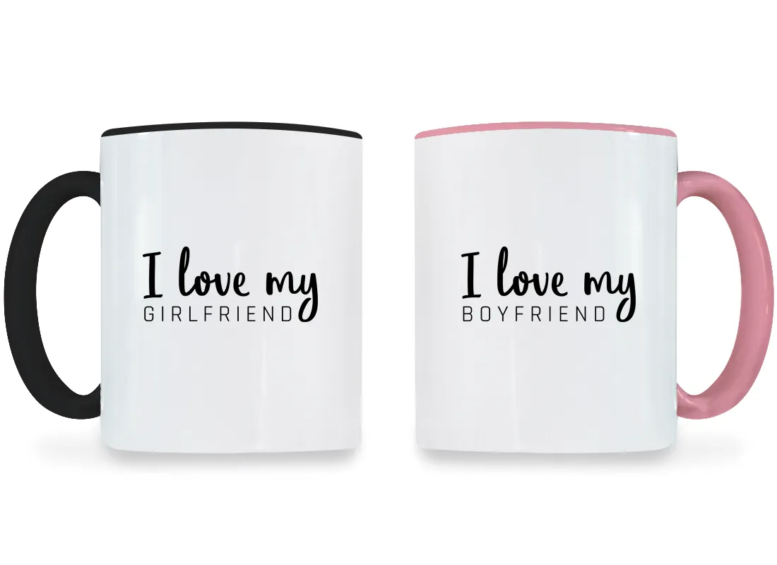 I Love My Girlfriend & Boyfriend - Couple Coffee Mugs