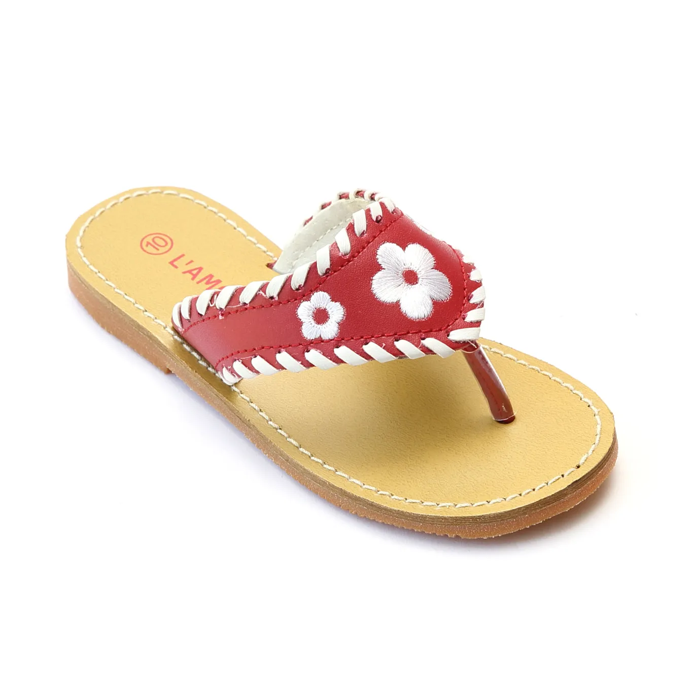 L'Amour Girls Whipstitched Thong Sandal