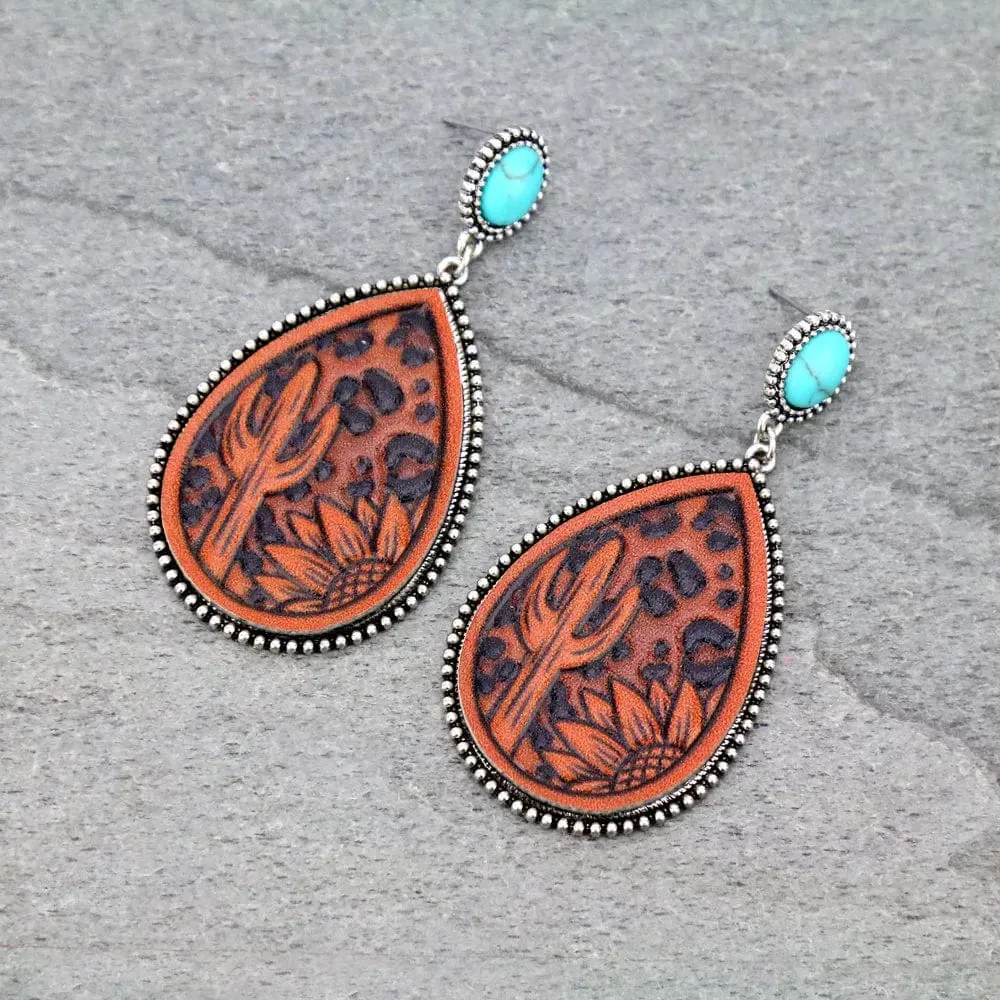 LEATHER TURQUOISE EARRINGS