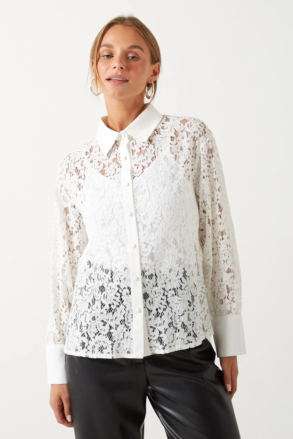 Marc Angelo Collared Lace Shirt