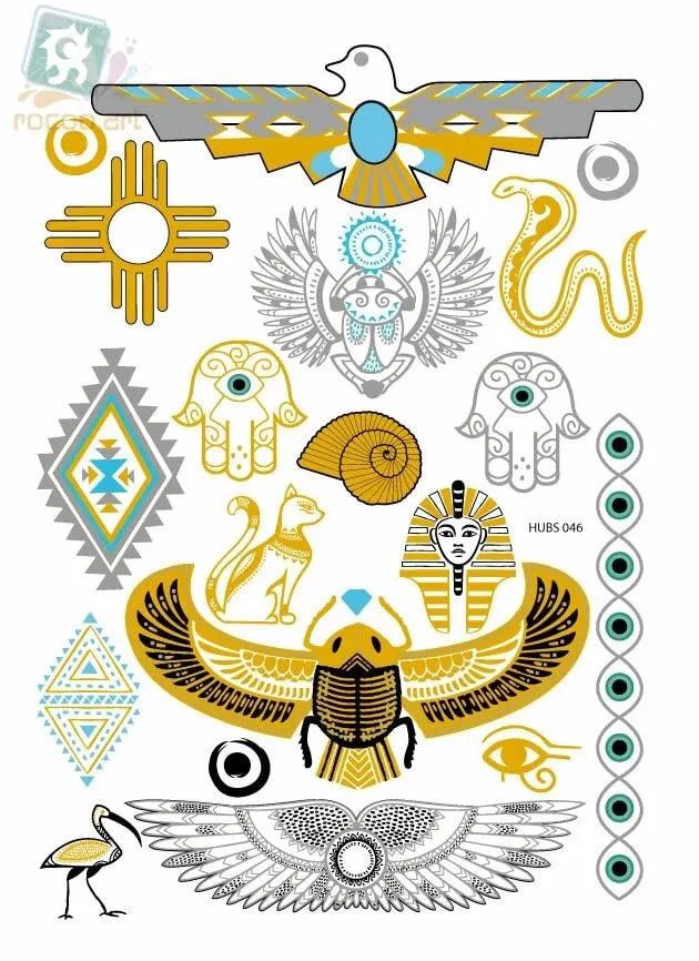 Metallic Temporary Tattoos - 6 Styles