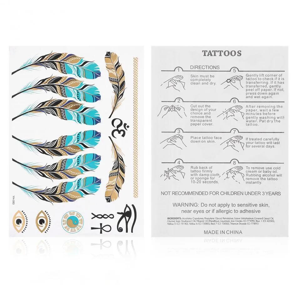 Metallic Temporary Tattoos - 6 Styles