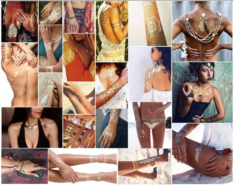 Metallic Temporary Tattoos - 6 Styles