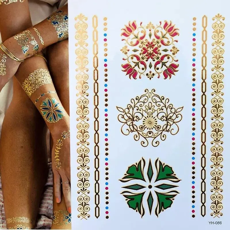 Metallic Temporary Tattoos - 6 Styles