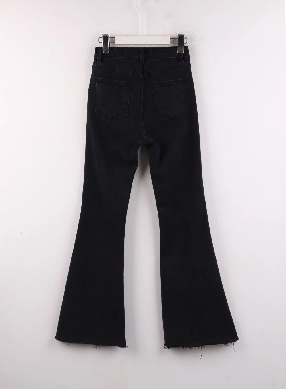 Mid Waist Button Flared Jeans IF402