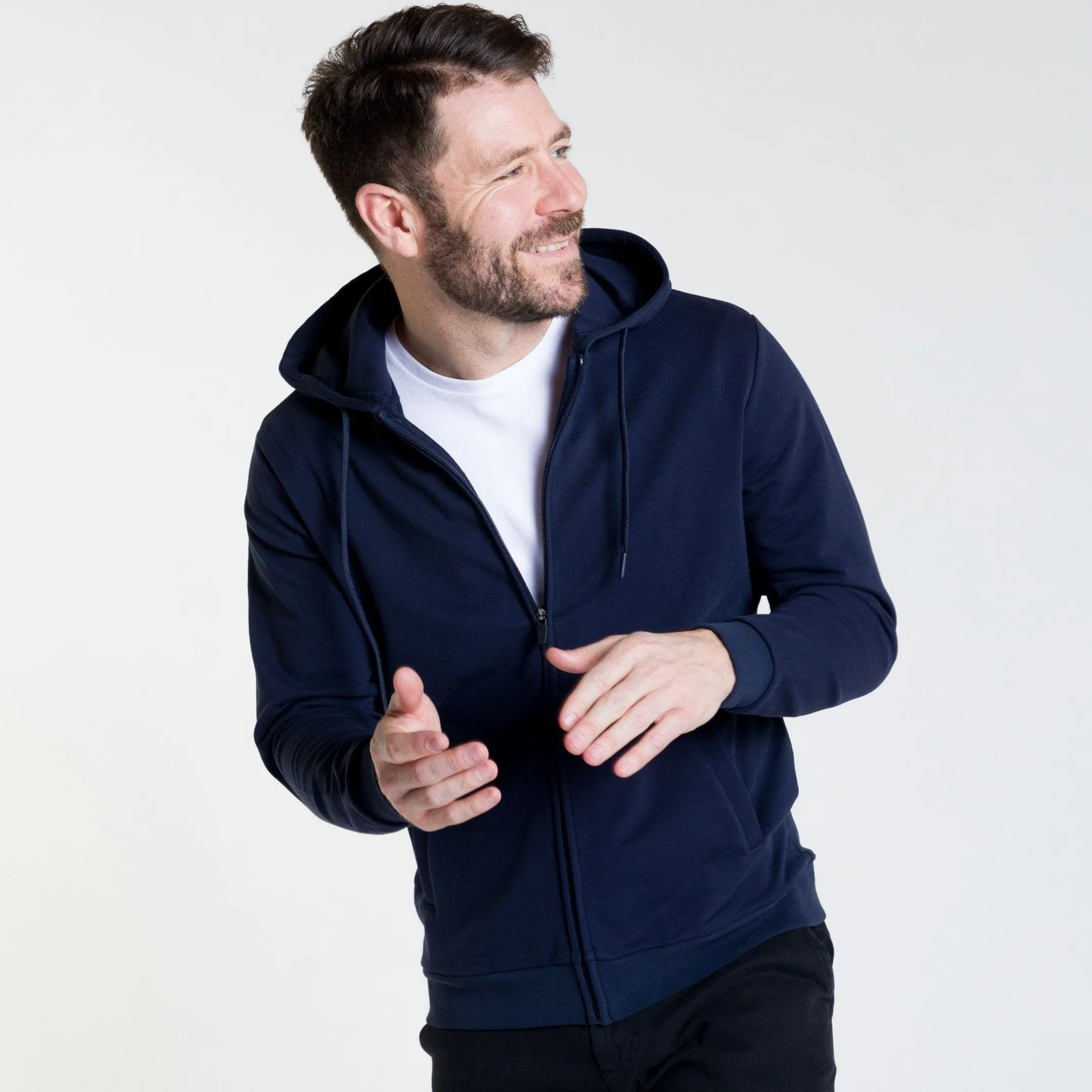 Navy French Terry Full-Zip Hoodie