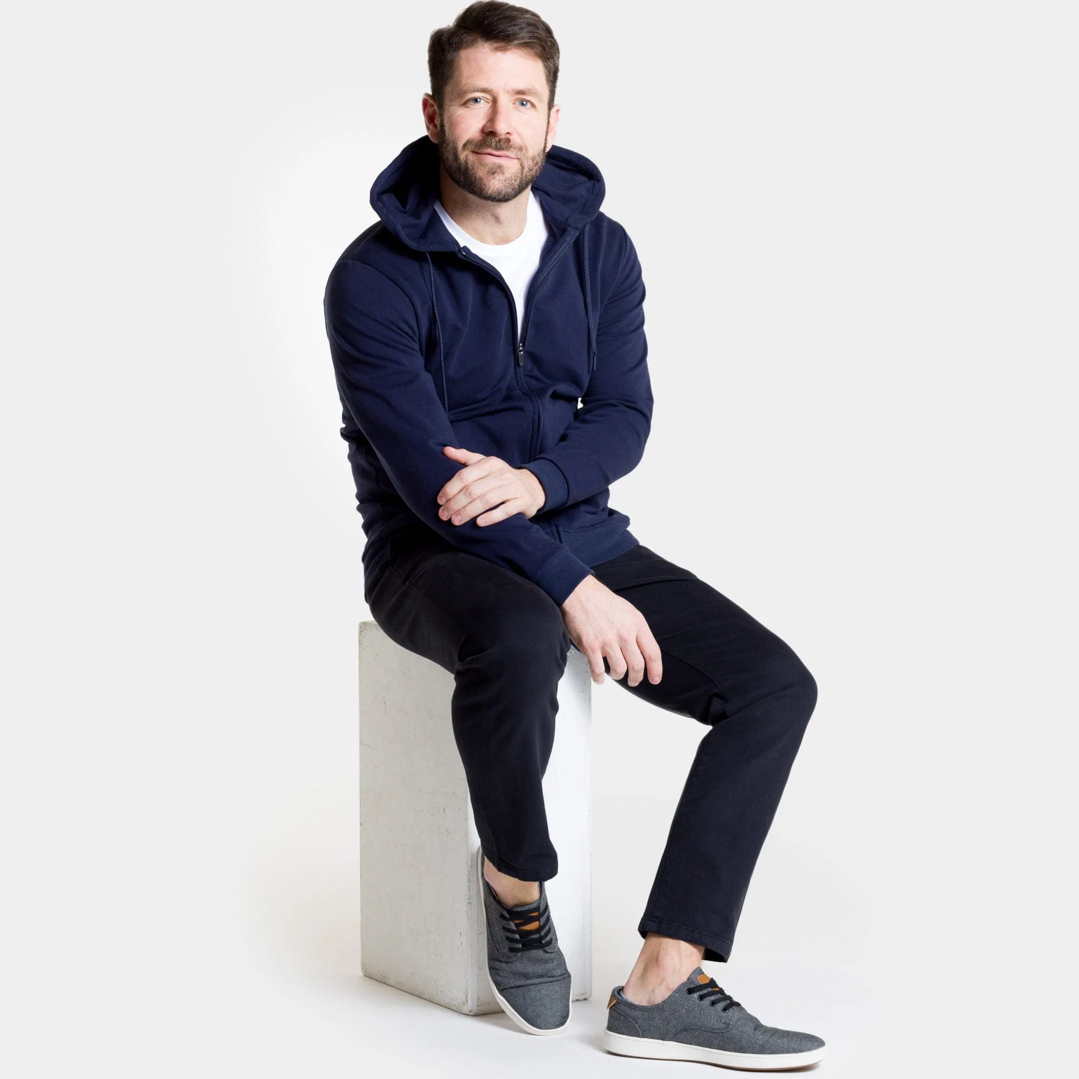 Navy French Terry Full-Zip Hoodie