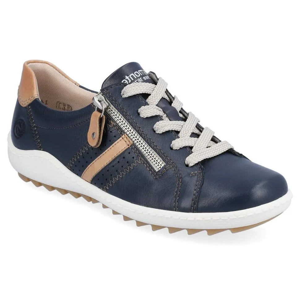 Navy/White Lace & Zip Sneaker