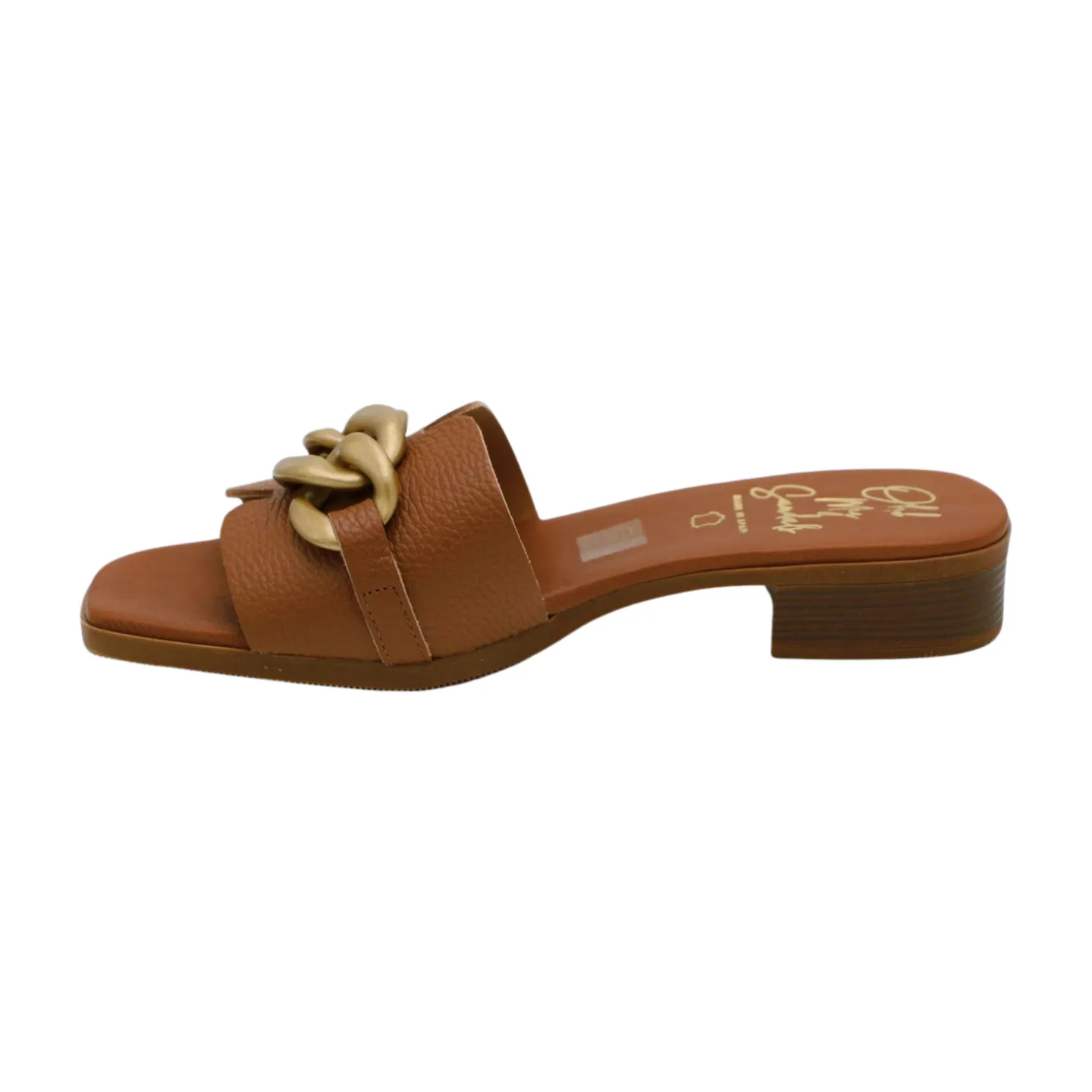 OH MY SANDALS Tan  Leather Slider Sandal