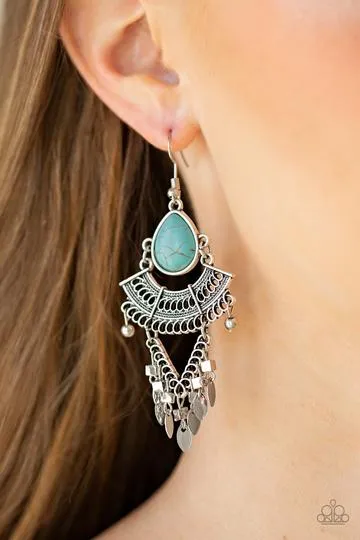 Paparazzi Accessories  - Vintage Vagabond #L34 - Blue Earrings