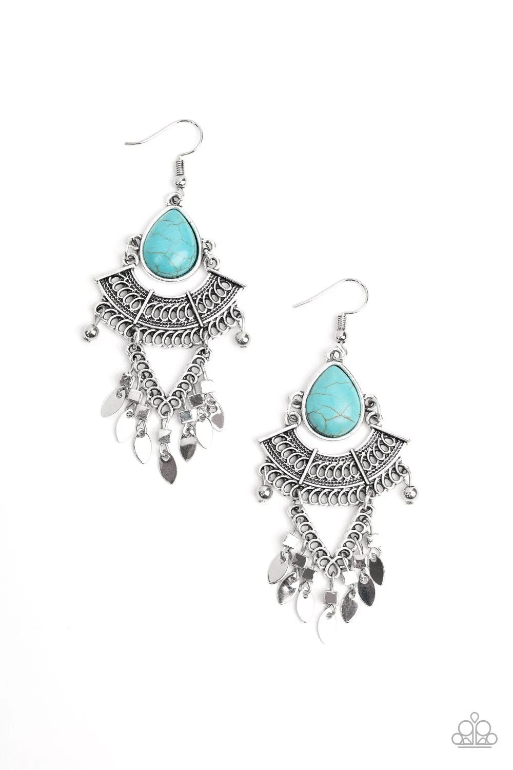 Paparazzi Accessories  - Vintage Vagabond #L34 - Blue Earrings