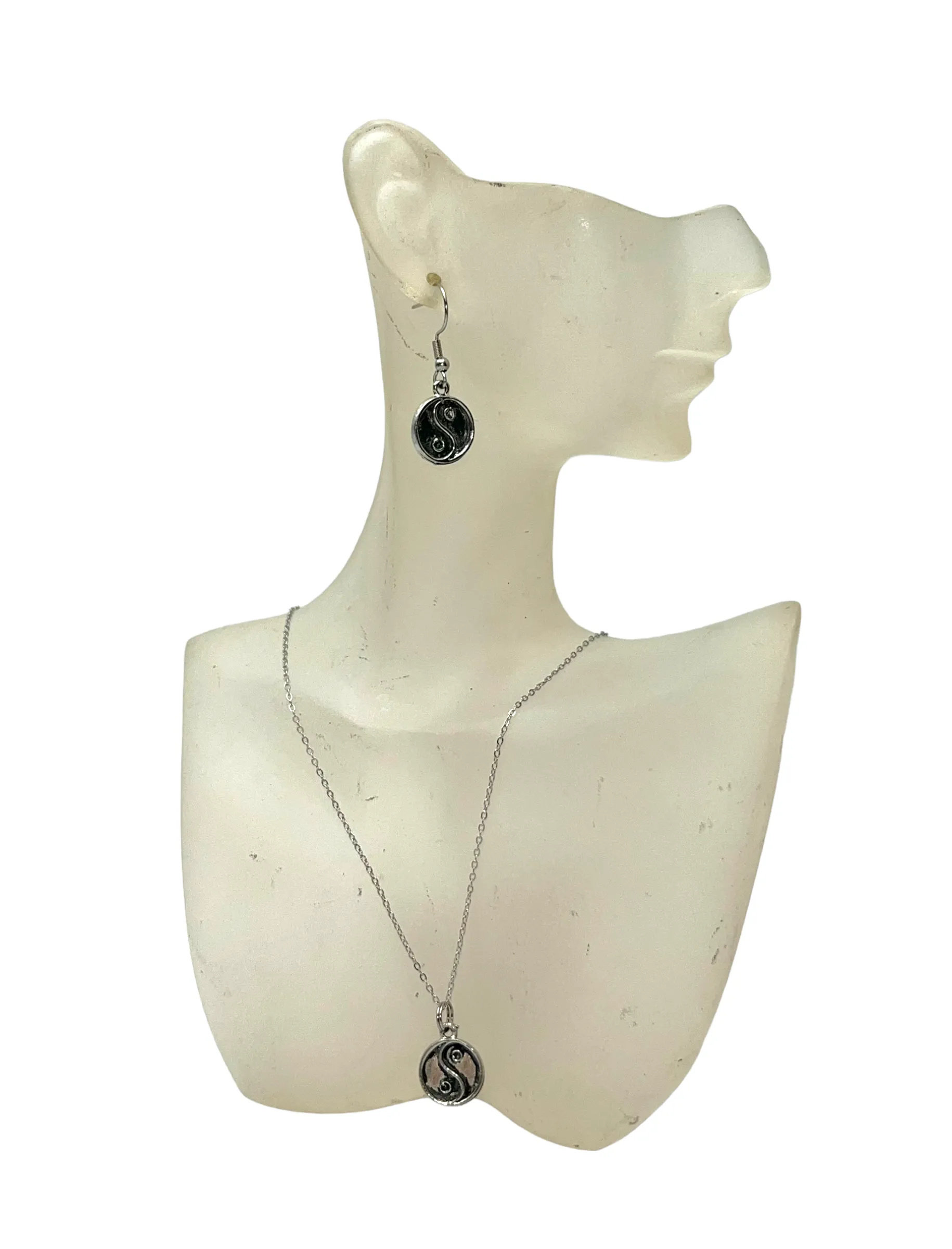 Pewter Yin and Yang Charm Necklace and Earring Set: A Symbol of Balance and Harmony