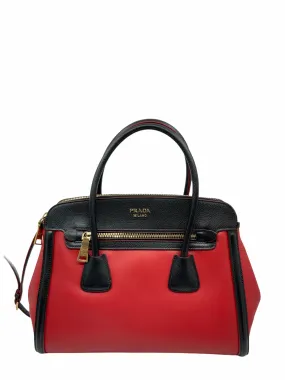 Prada Bi-Color Leather Front Zip Tote with Shoulder Strap