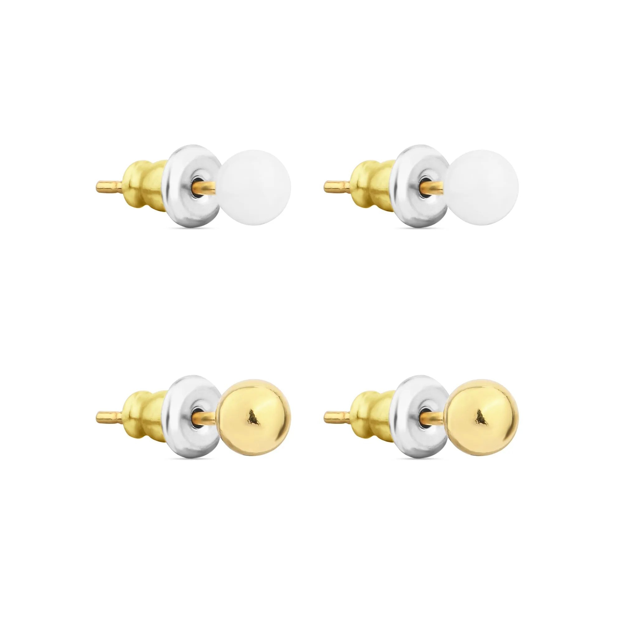 Real Gold-Plated Z And Plain Stud Earrings Set Of Two