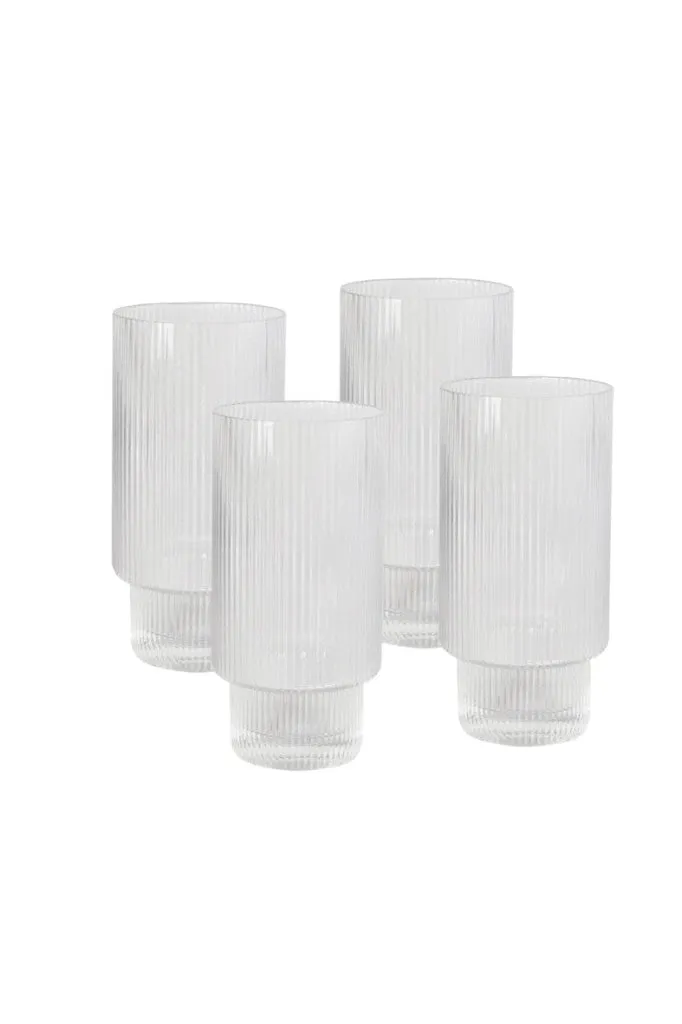 Sage & Cooper - Oscar Ribbed Highball Glass (set Of 4) - Clear Glass