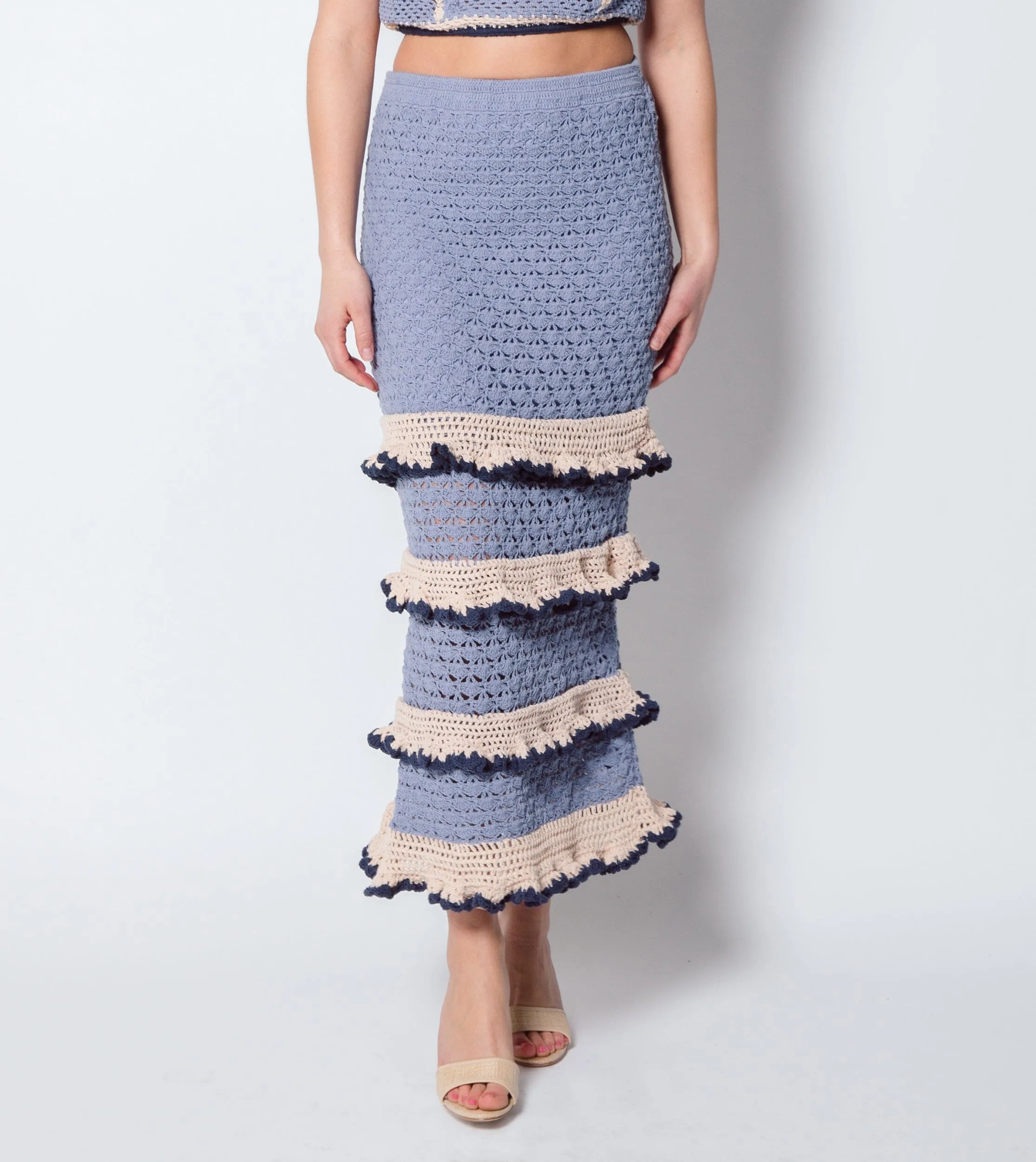 Serena Crochet Ankle Skirt | Blue Multi