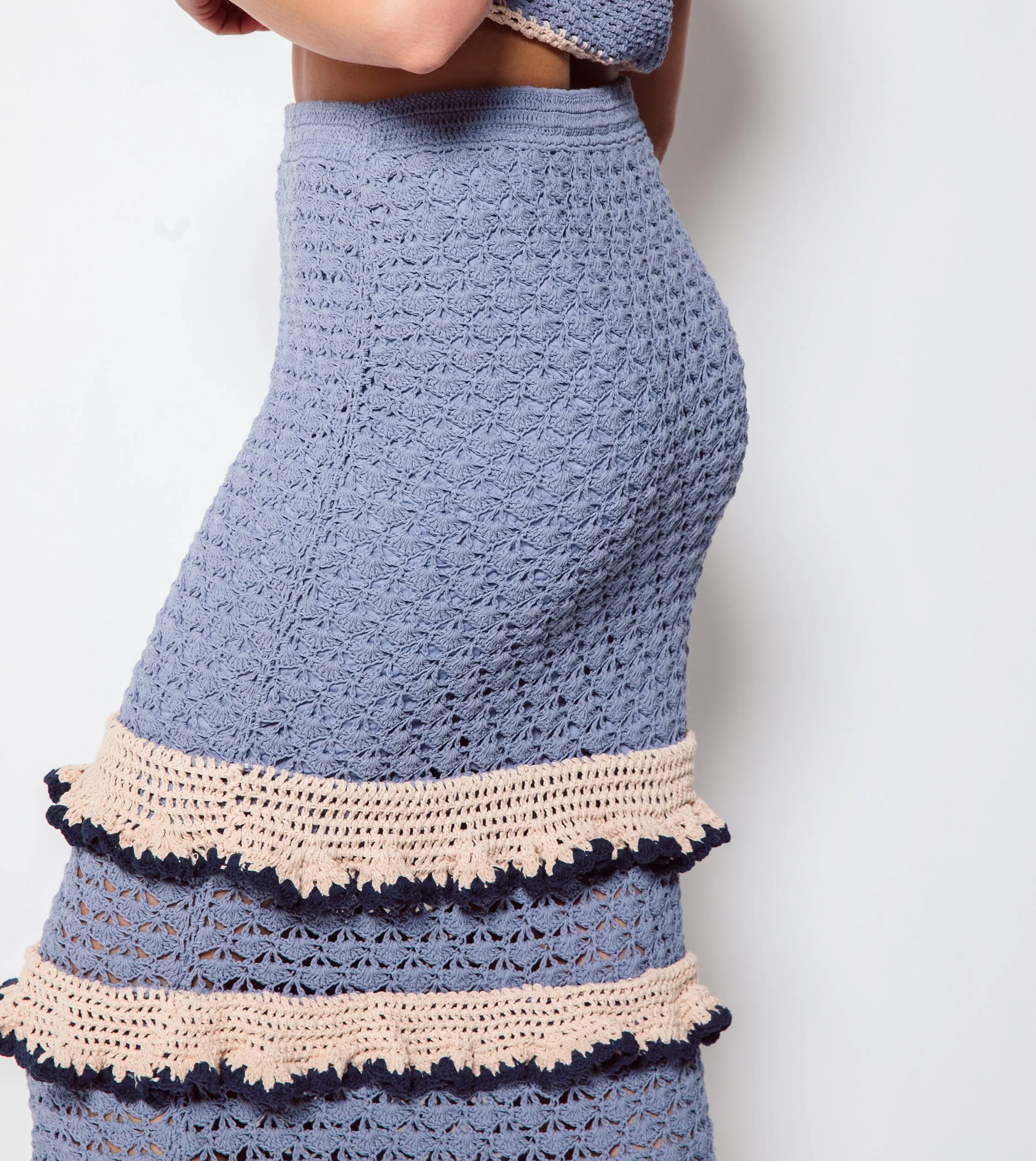 Serena Crochet Ankle Skirt | Blue Multi