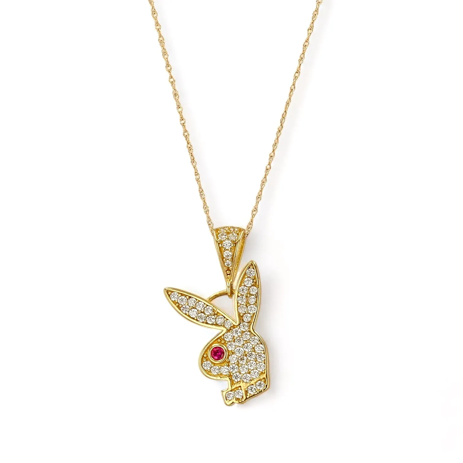 Set yellow gold Singapore chain Gold Rabbit with CZ pendant - 226587