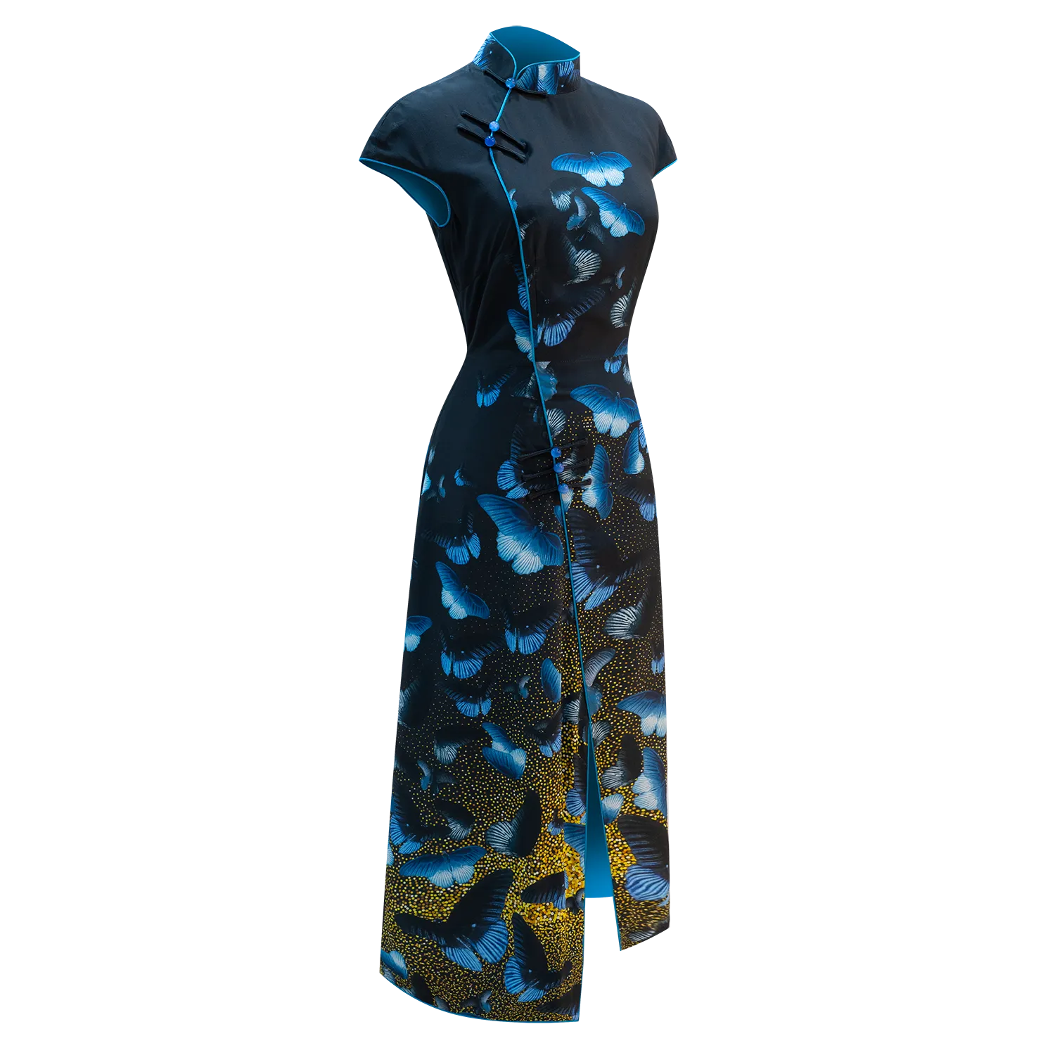 SPARKLE BY KAREN CHAN x Fung Yuen Butterfly Reserve【GREAT MORMON】100% Silk Cheongsam (Cap Sleeve) (美鳳蝶)