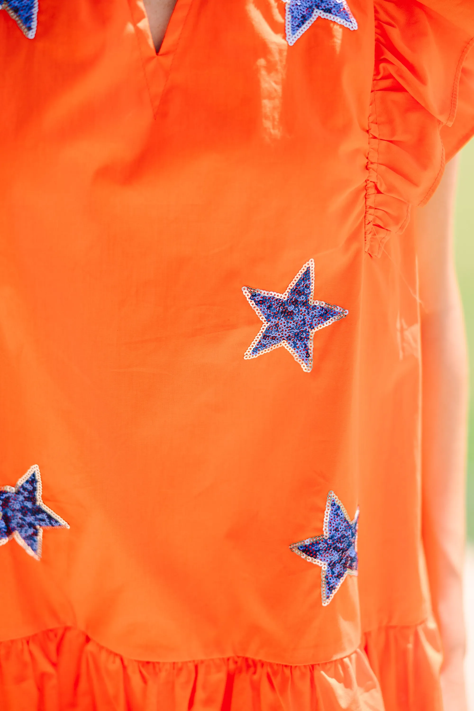 Star Of The Show Orange Sequined Dress