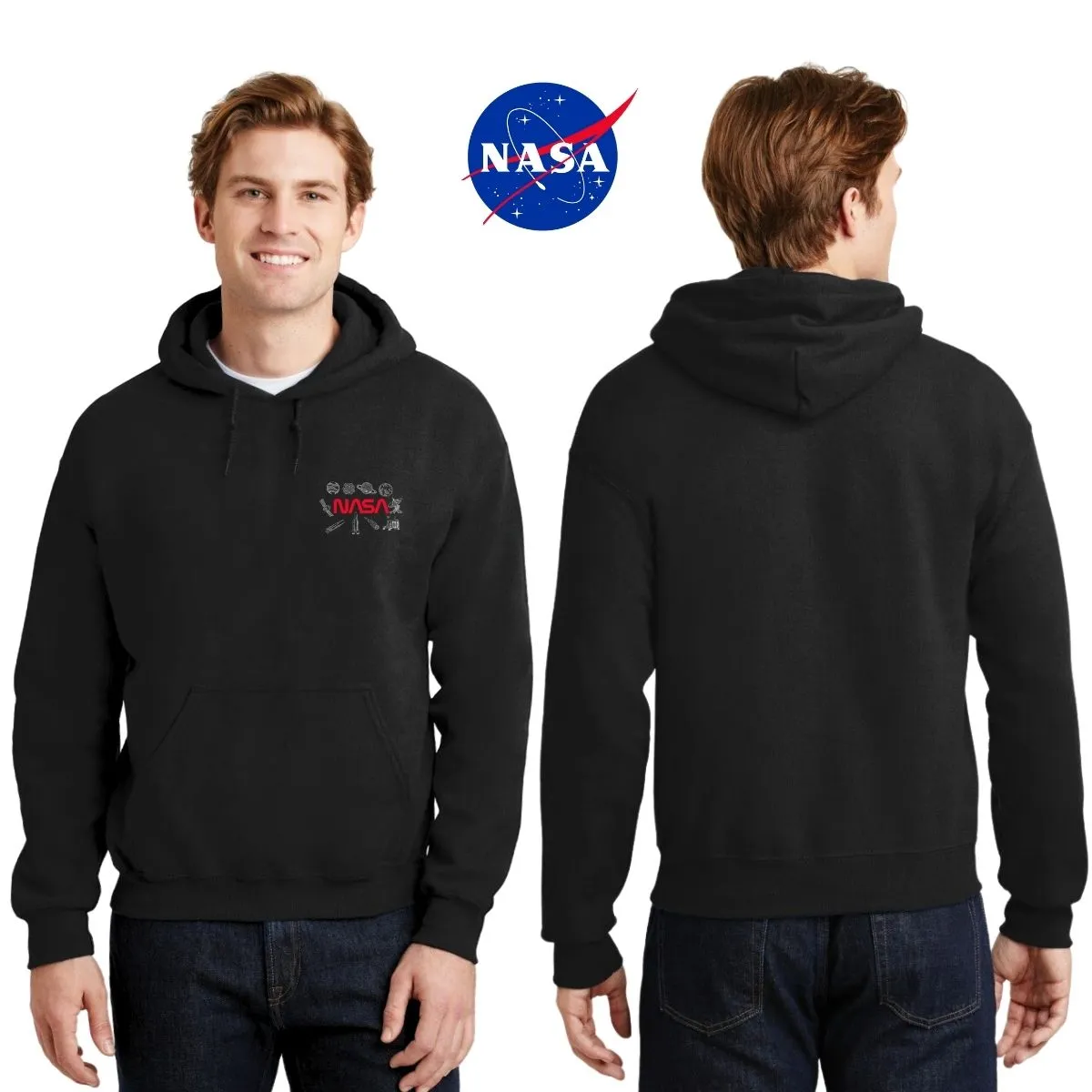 Sudadera Hombre Hoodie Nasa Espacio Escudo