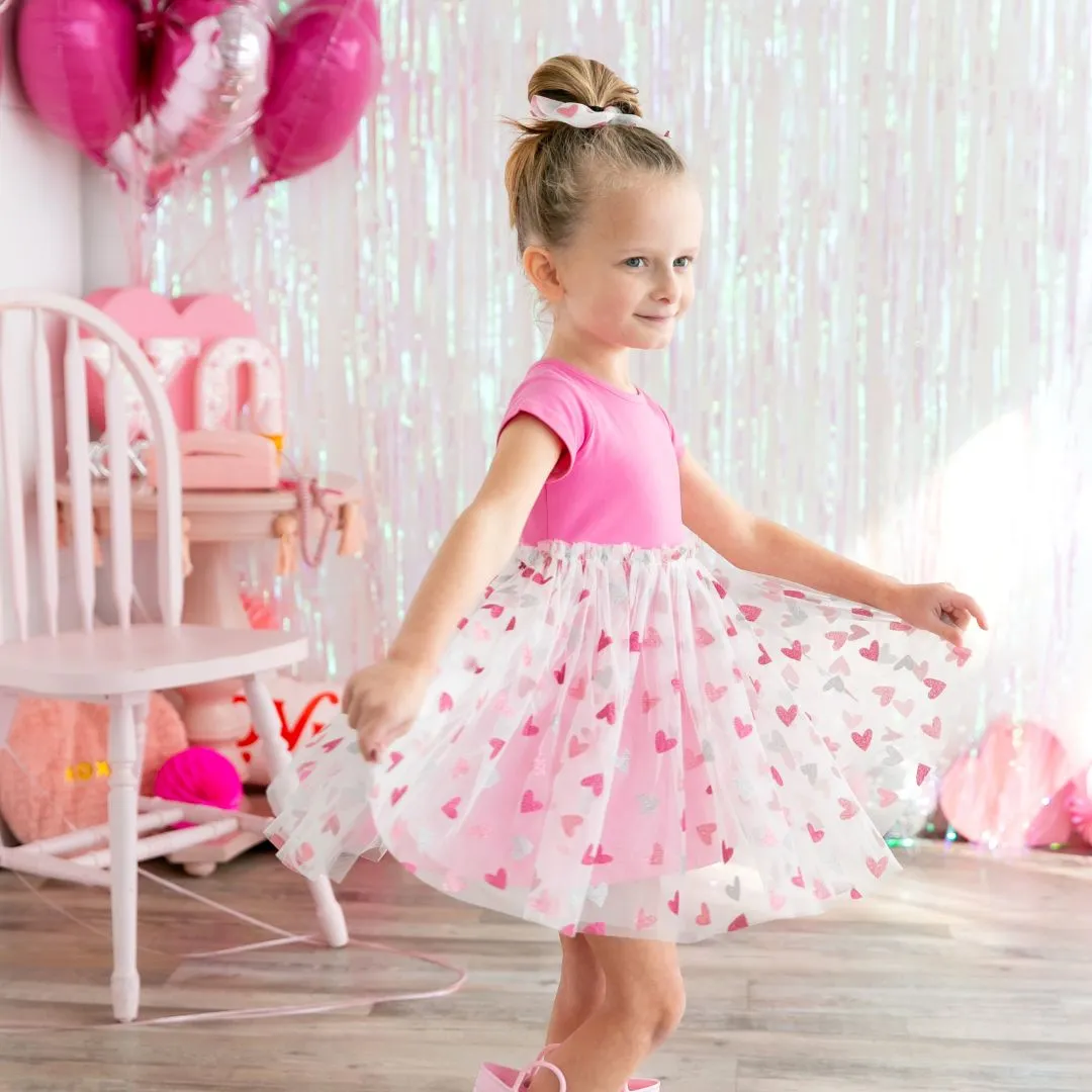 Sweet Wink Glitter Heart Valentine's Day S/S Tutu Dress