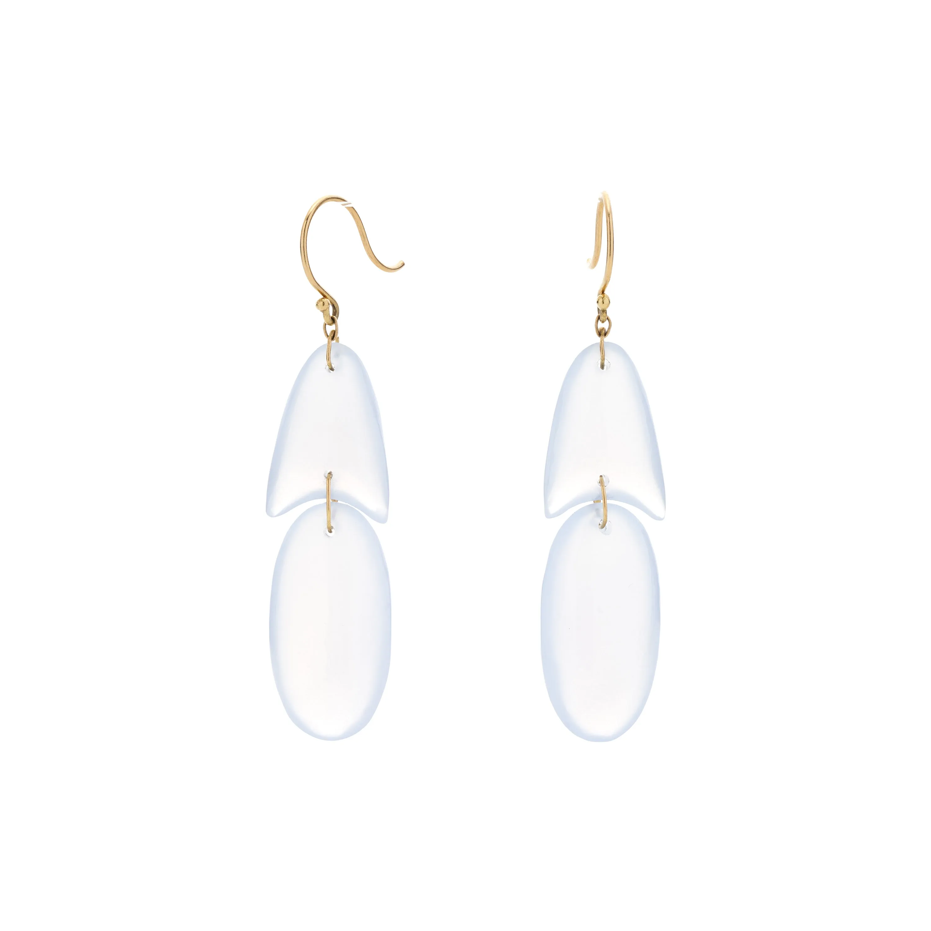 TenThousandThings 18k Chalcedony Tiny Arrowhead Earrings