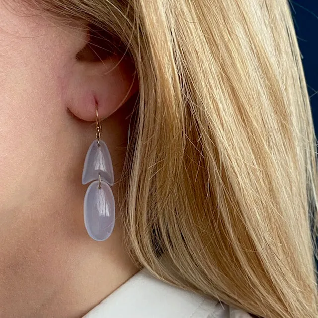 TenThousandThings 18k Chalcedony Tiny Arrowhead Earrings