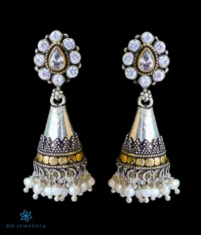 The Anima Silver Antique Jhumkas (2 tone)