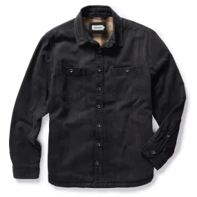 The Lined Utility Shirt in Washed Black Denim