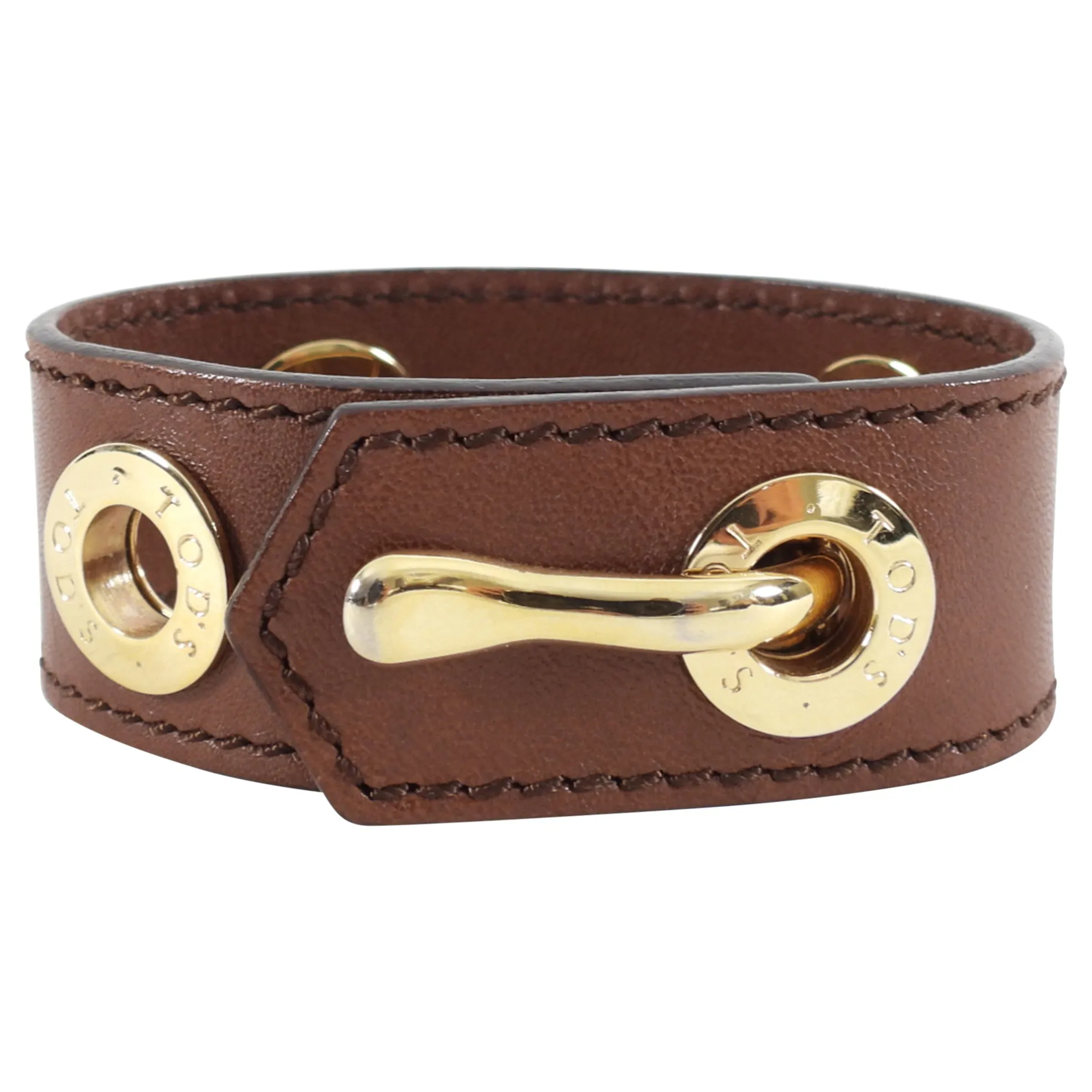 Tod's Brown Leather Grommet Bracelet