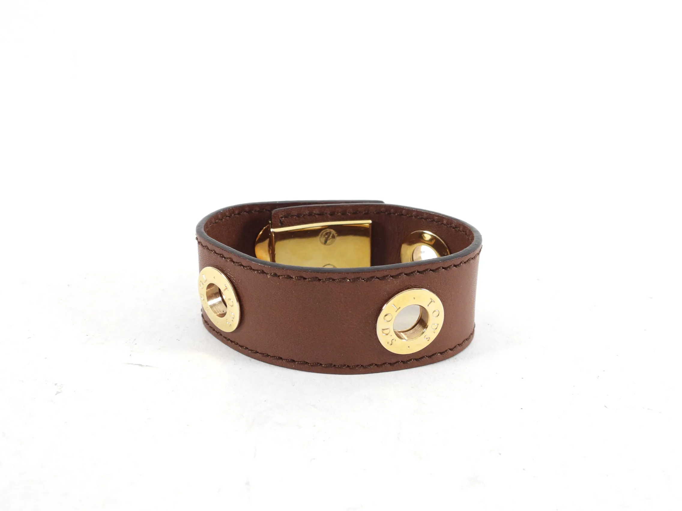 Tod's Brown Leather Grommet Bracelet