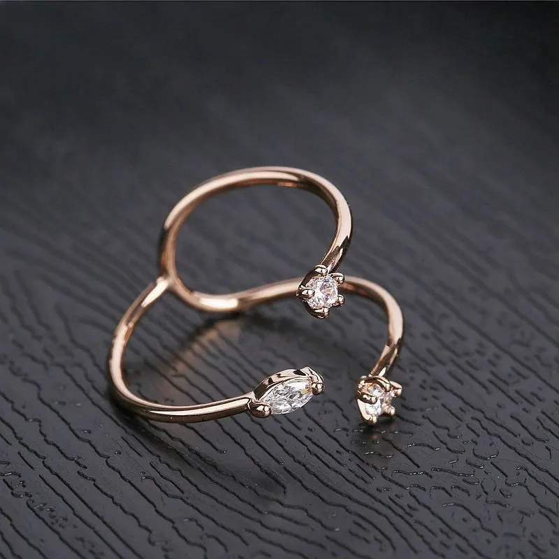 Unique Rose Gold Open CZ Party Ring