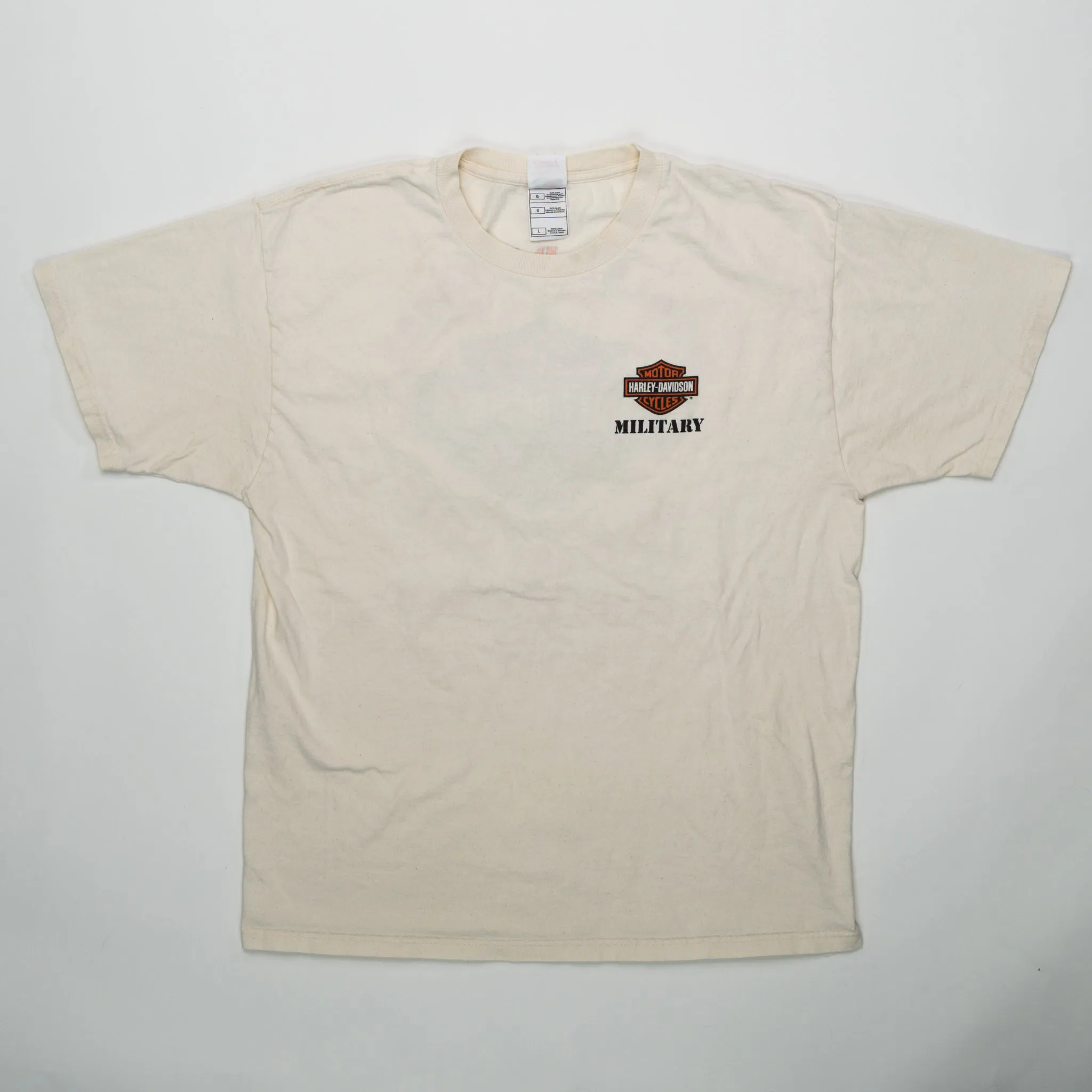 Vintage '05 Cream Harley Davidson Military Tee (M)