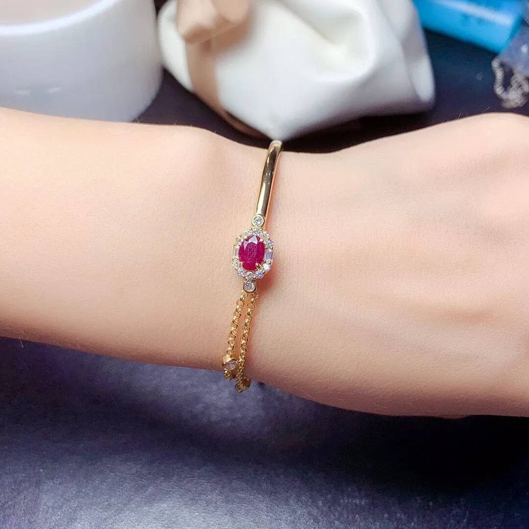 Vintage Natural Burmese Ruby Cuff Bracelet