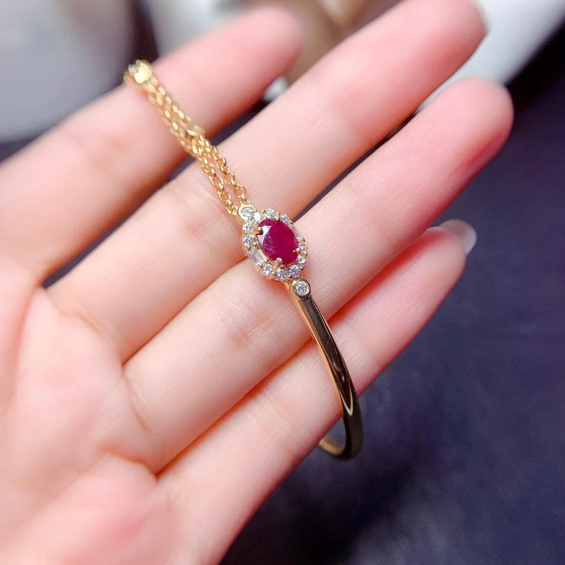 Vintage Natural Burmese Ruby Cuff Bracelet